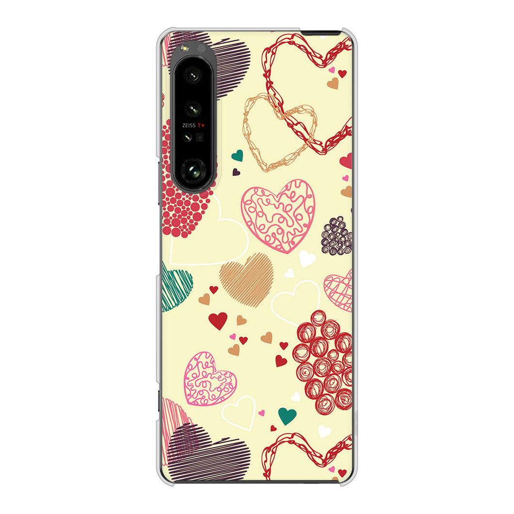 Xperia 1 V SOG10 au 高画質仕上げ 背面印刷 ハードケース 【480 素朴なハート】