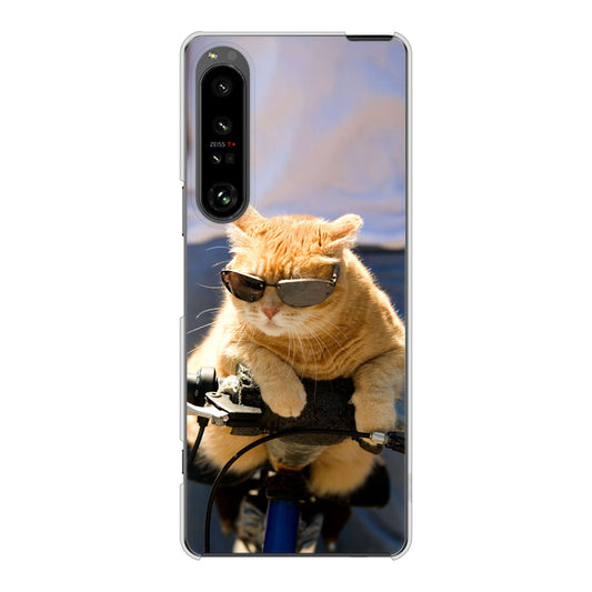 Xperia 1 V SOG10 au 高画質仕上げ 背面印刷 ハードケース 【595 にゃんとサイクル】