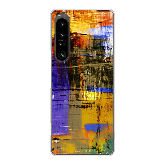 Xperia 1 V SOG10 au 高画質仕上げ 背面印刷 ハードケース 【609 クラッシュアートBL】