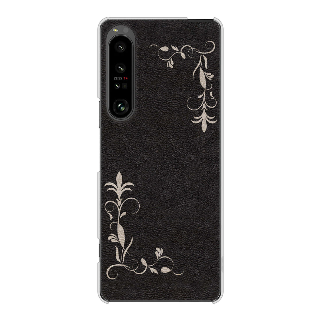Xperia 1 V SOG10 au 高画質仕上げ 背面印刷 ハードケース 【EK825 レザー風グラスフレーム】