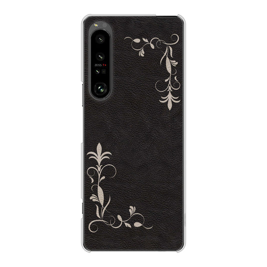 Xperia 1 V SOG10 au 高画質仕上げ 背面印刷 ハードケース 【EK825 レザー風グラスフレーム】