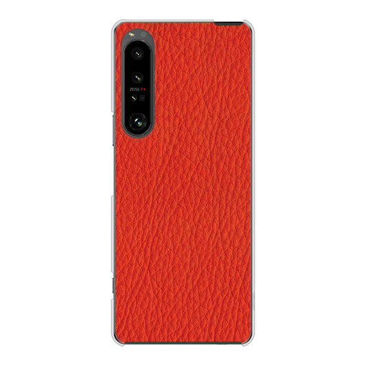 Xperia 1 V SOG10 au 高画質仕上げ 背面印刷 ハードケース 【EK852 レザー風レッド】