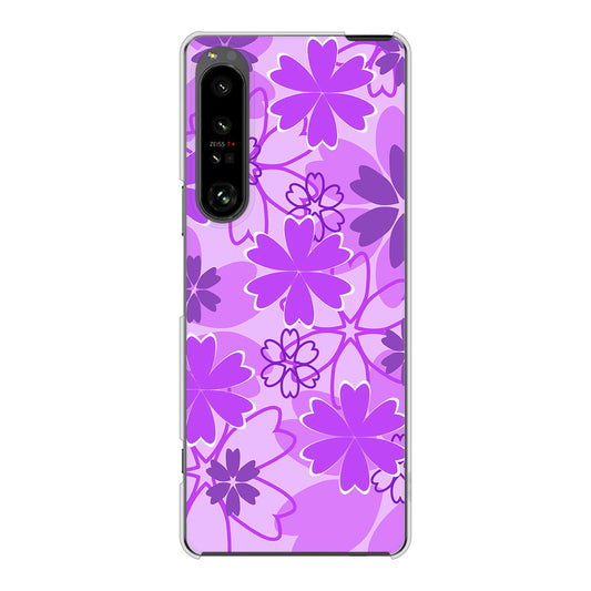 Xperia 1 V SOG10 au 高画質仕上げ 背面印刷 ハードケース重なり合う花
