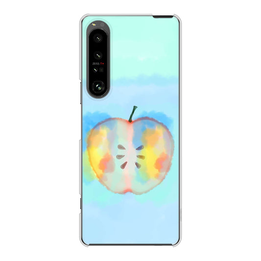 Xperia 1 V SOG10 au 高画質仕上げ 背面印刷 ハードケース 【YJ181 りんご 水彩181】