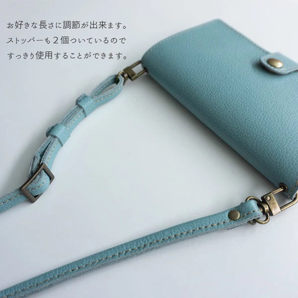 姫路レザー 本革 スマホ用ショルダーストラップ アンティークゴールド 約75~134cm