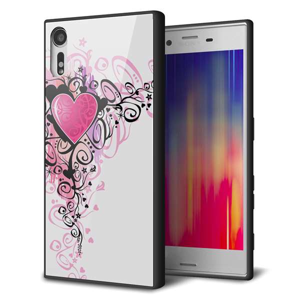 au エクスペリアXZ SOV34 強化ガラス&TPUスマホケース ガラプリ【007 スタイリッシュハート】