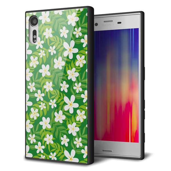 au エクスペリアXZ SOV34 強化ガラス&TPUスマホケース ガラプリ【760 ジャスミンの花畑】