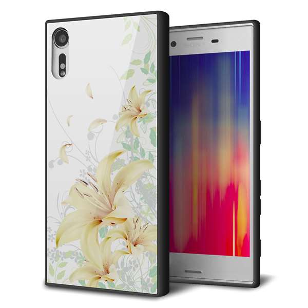 au エクスペリアXZ SOV34 強化ガラス&TPUスマホケース ガラプリ【SC851 ユリ(ホワイト)】