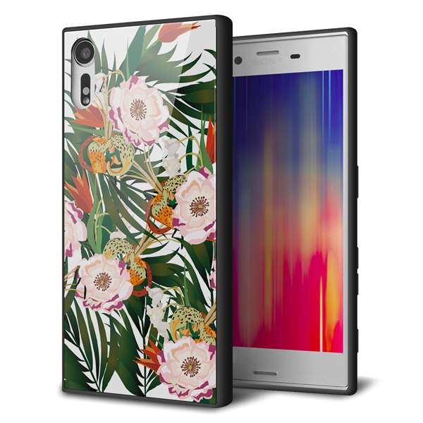 au エクスペリアXZ SOV34 強化ガラス&TPUスマホケース ガラプリ【SC895 ボタニカル フォレスト】