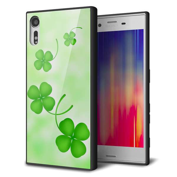au エクスペリアXZ SOV34 強化ガラス&TPUスマホケース ガラプリ【VA819 まいおりる幸運】