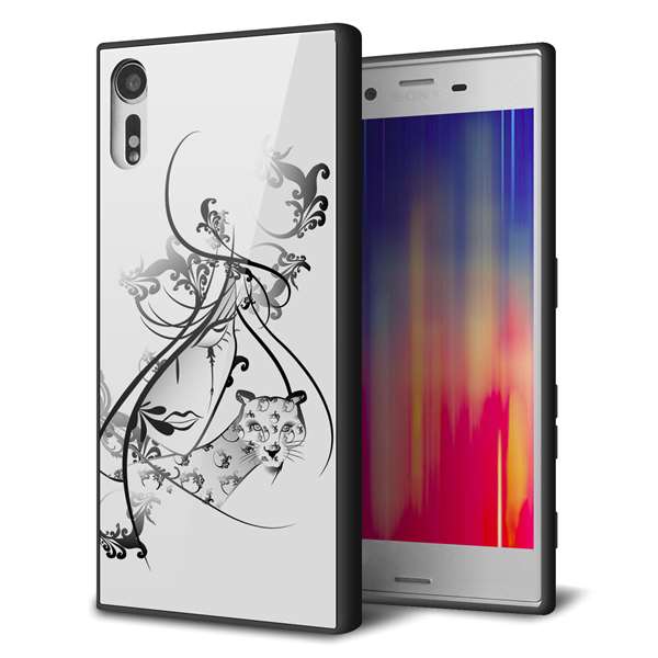au エクスペリアXZ SOV34 強化ガラス&TPUスマホケース ガラプリ【VA832 パンサーと美女】