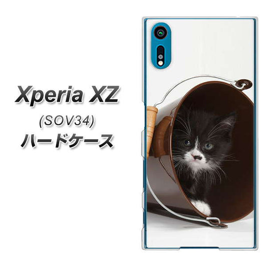 au エクスペリアXZ SOV34 高画質仕上げ 背面印刷 ハードケース【VA800 ネコとバケツ】