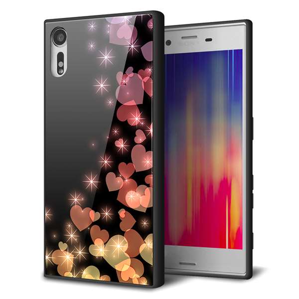 au エクスペリア XZs SOV35 強化ガラス&TPUスマホケース ガラプリ【020 夜のきらめきハート】