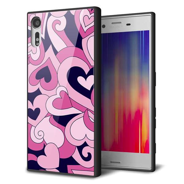 au エクスペリア XZs SOV35 強化ガラス&TPUスマホケース ガラプリ【223 ハートの調べ】