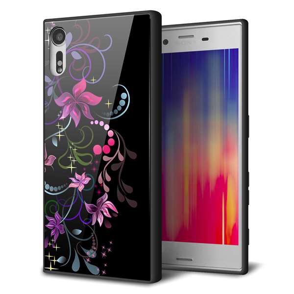 au エクスペリア XZs SOV35 強化ガラス&TPUスマホケース ガラプリ【263 闇に浮かぶ華】