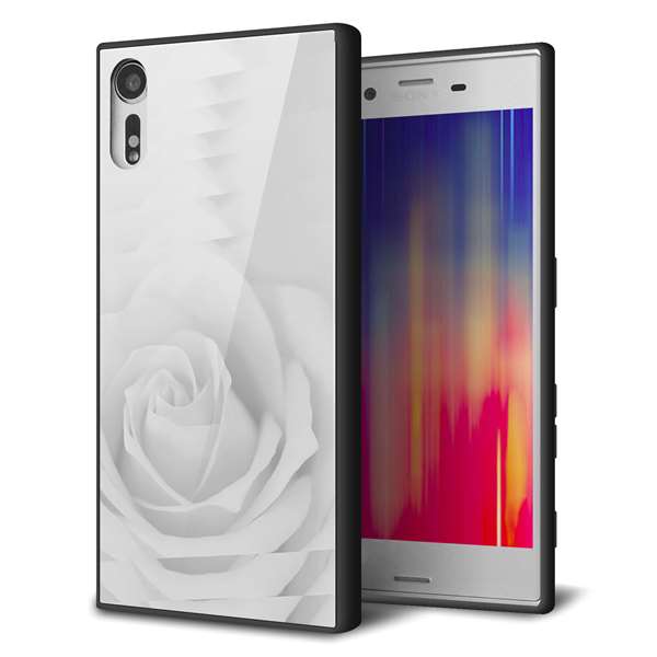 au エクスペリア XZs SOV35 強化ガラス&TPUスマホケース ガラプリ【402 ホワイトRose】