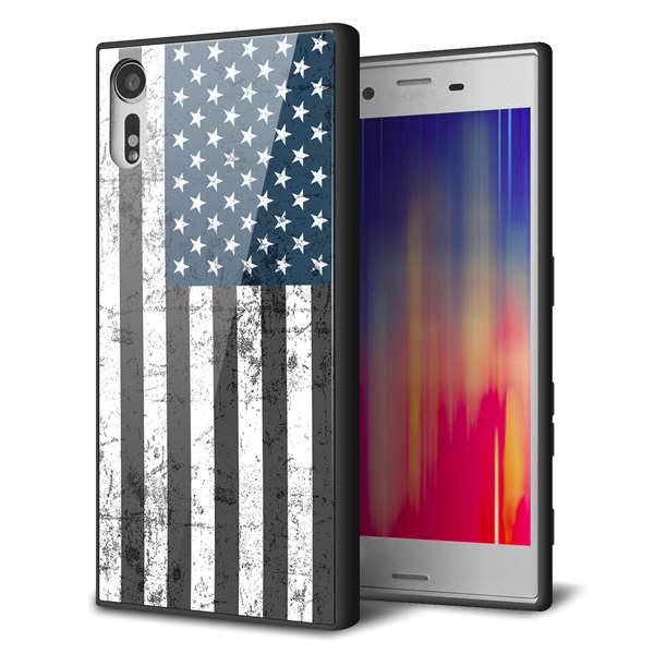 au エクスペリア XZs SOV35 強化ガラス&TPUスマホケース ガラプリ【EK864 アメリカンフラッグビンテージ】