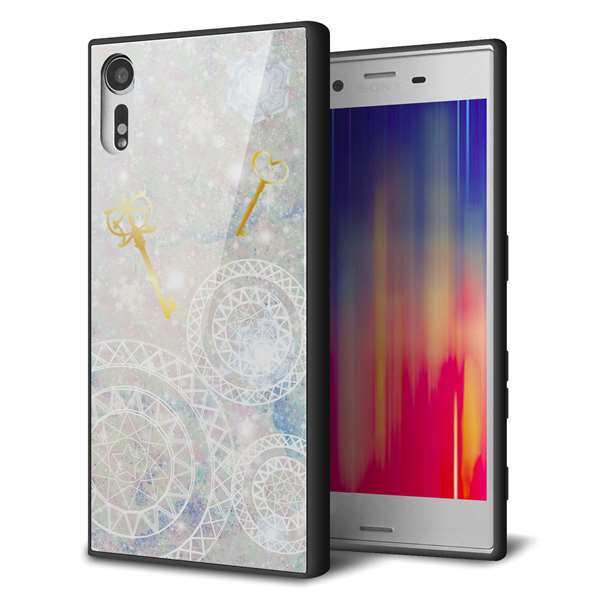 au エクスペリア XZs SOV35 強化ガラス&TPUスマホケース ガラプリ【KM881 魔法陣と鍵】