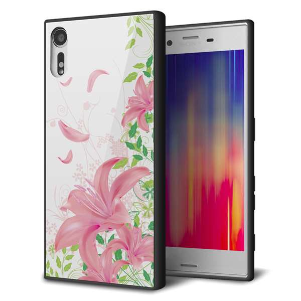 au エクスペリア XZs SOV35 強化ガラス&TPUスマホケース ガラプリ【SC849 ユリ(ピンク)】