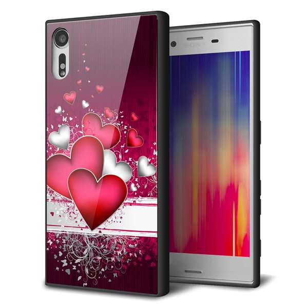 au エクスペリア XZs SOV35 強化ガラス&TPUスマホケース ガラプリ【VA835 ハートの息吹】