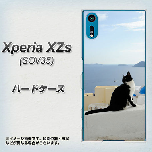 au エクスペリア XZs SOV35 高画質仕上げ 背面印刷 ハードケース【VA805 ネコと地中海】