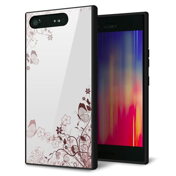 au エクスペリア XZ1 SOV36 強化ガラス&TPUスマホケース ガラプリ【142 桔梗と桜と蝶】