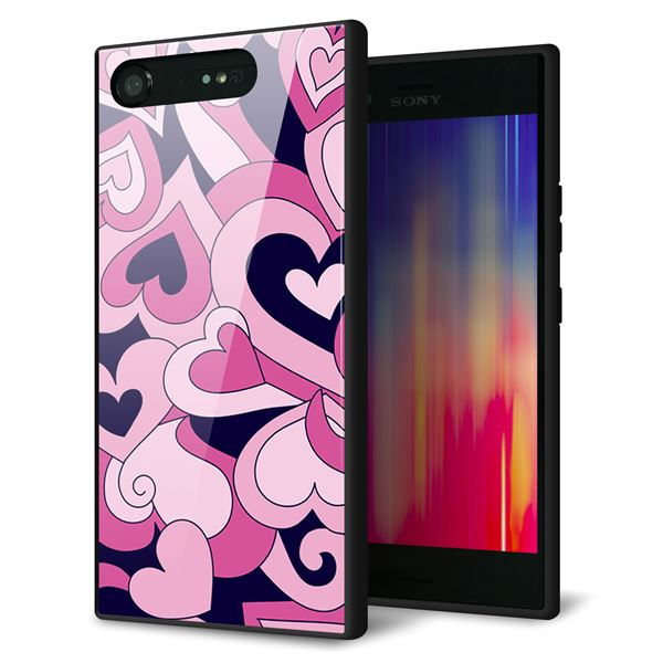 au エクスペリア XZ1 SOV36 強化ガラス&TPUスマホケース ガラプリ【223 ハートの調べ】