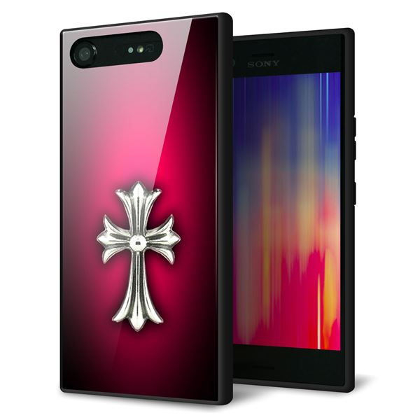 au エクスペリア XZ1 SOV36 強化ガラス&TPUスマホケース ガラプリ【249 クロスレッド】