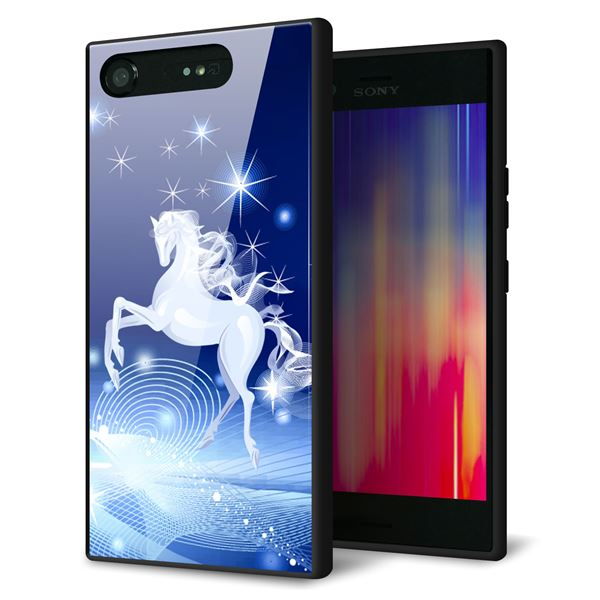 au エクスペリア XZ1 SOV36 強化ガラス&TPUスマホケース ガラプリ【436 ペガサス】