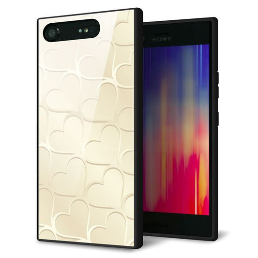 au エクスペリア XZ1 SOV36 強化ガラス&TPUスマホケース ガラプリ【630 かくれハート】
