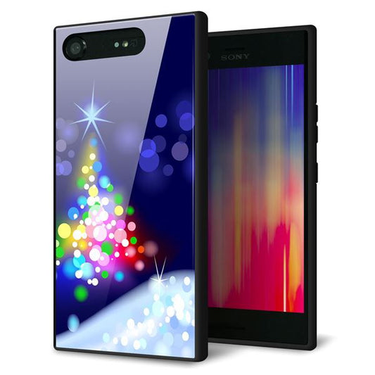 au エクスペリア XZ1 SOV36 強化ガラス&TPUスマホケース ガラプリ【720 白銀のクリスマスツリー】