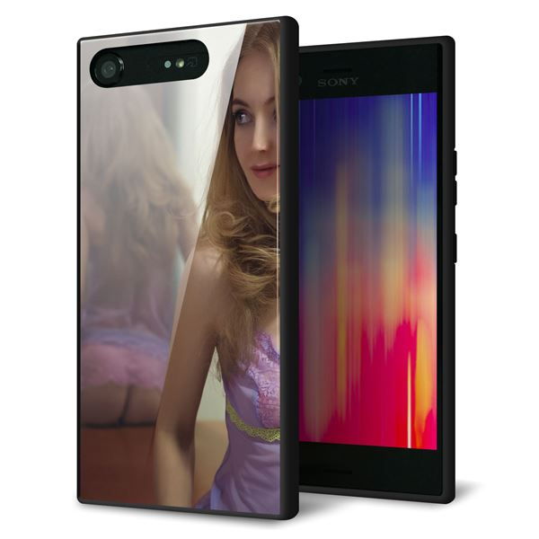 au エクスペリア XZ1 SOV36 強化ガラス&TPUスマホケース ガラプリ【KM886 ミラー】