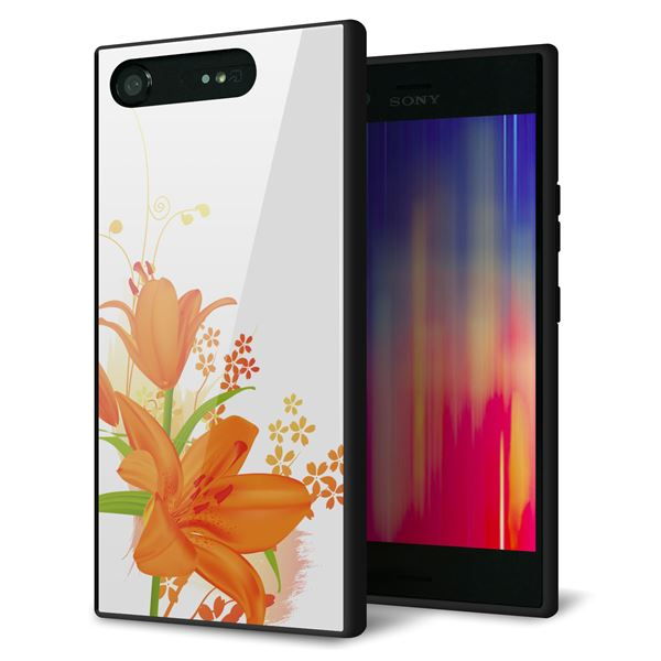 au エクスペリア XZ1 SOV36 強化ガラス&TPUスマホケース ガラプリ【SC848 ユリ(オレンジ)】