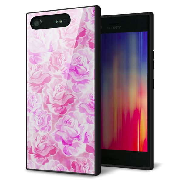 au エクスペリア XZ1 SOV36 強化ガラス&TPUスマホケース ガラプリ【SC928 ローズ ピンク】