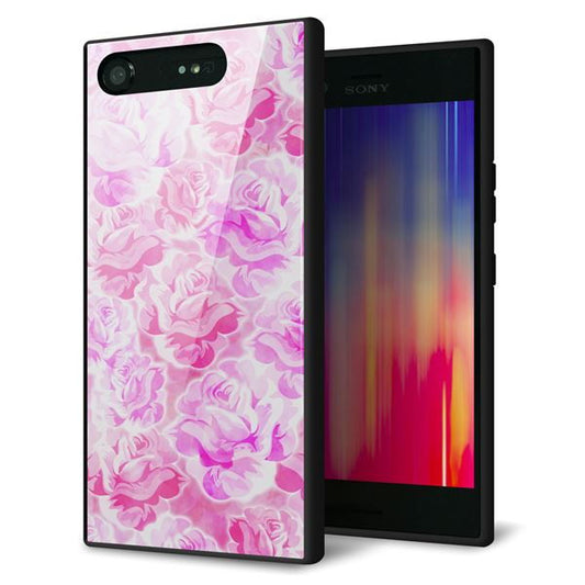 au エクスペリア XZ1 SOV36 強化ガラス&TPUスマホケース ガラプリ【SC928 ローズ ピンク】