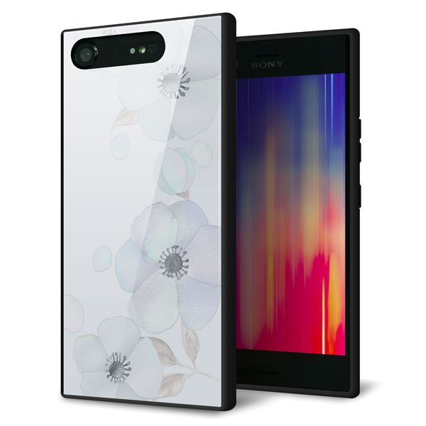 au エクスペリア XZ1 SOV36 強化ガラス&TPUスマホケース ガラプリ【SC951 ドゥ・フルール(エンジェルブルー)】