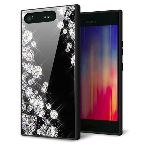 au エクスペリア XZ1 SOV36 強化ガラス&TPUスマホケース ガラプリ【VA871 ダイヤモンドフレーム】