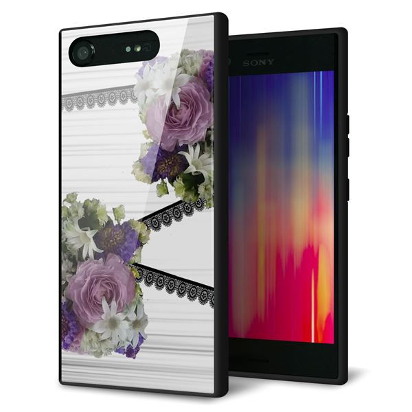 au エクスペリア XZ1 SOV36 強化ガラス&TPUスマホケース ガラプリ【YI888 フラワー9】
