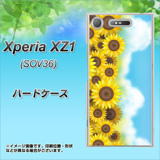 au エクスペリア XZ1 SOV36 高画質仕上げ 背面印刷 ハードケース【148 ひまわり畑】