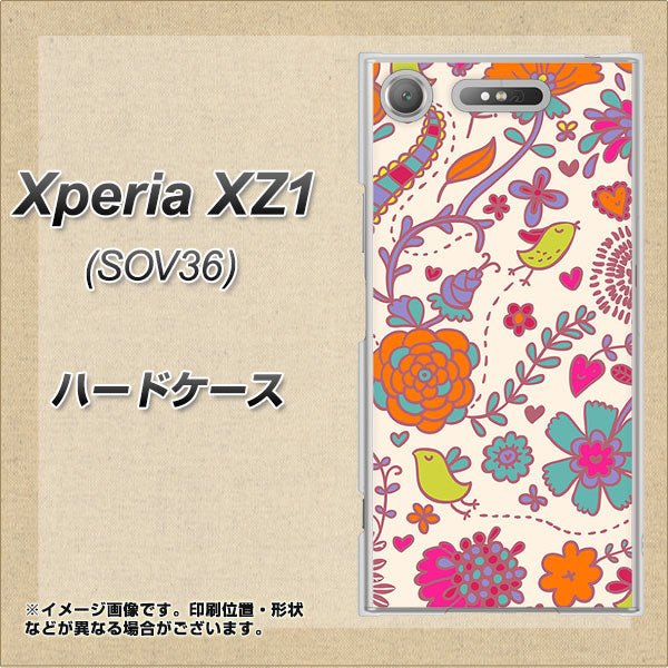 au エクスペリア XZ1 SOV36 高画質仕上げ 背面印刷 ハードケース【323 小鳥と花】
