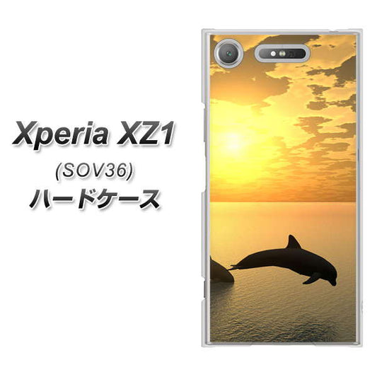 au エクスペリア XZ1 SOV36 高画質仕上げ 背面印刷 ハードケース【VA845 夕暮れのドルフィン】