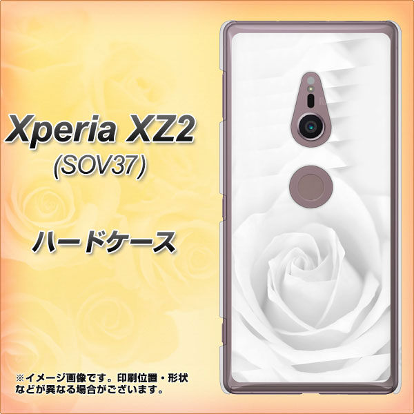 au エクスペリア XZ2 SOV37 高画質仕上げ 背面印刷 ハードケース【402 ホワイトRose】