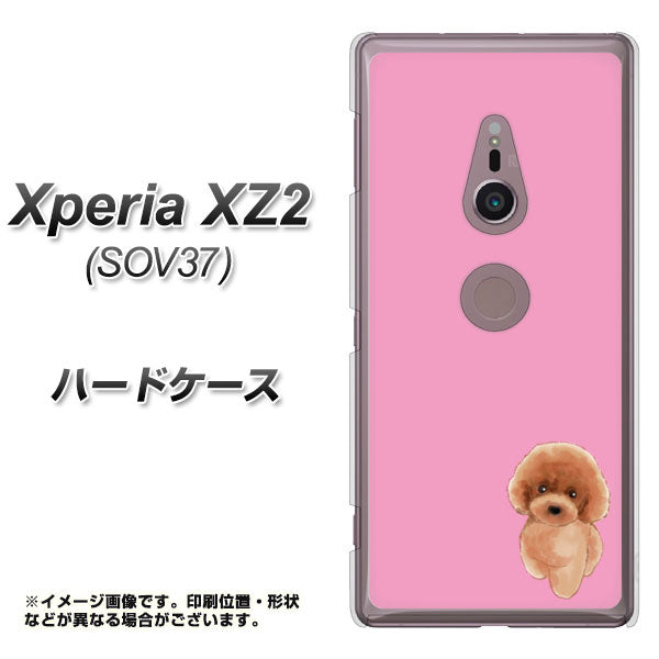 au エクスペリア XZ2 SOV37 高画質仕上げ 背面印刷 ハードケース【YJ049 トイプードルレッド(ピンク)】