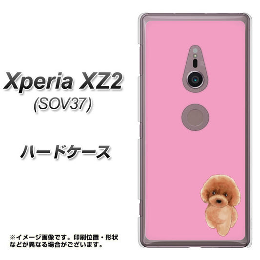 au エクスペリア XZ2 SOV37 高画質仕上げ 背面印刷 ハードケース【YJ049 トイプードルレッド（ピンク）】