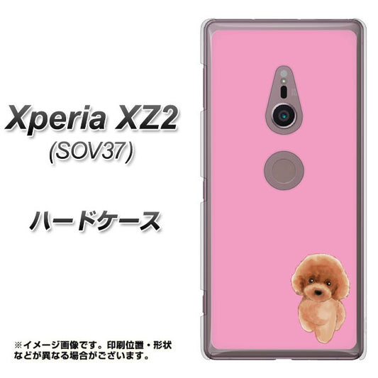 au エクスペリア XZ2 SOV37 高画質仕上げ 背面印刷 ハードケース【YJ049 トイプードルレッド(ピンク)】