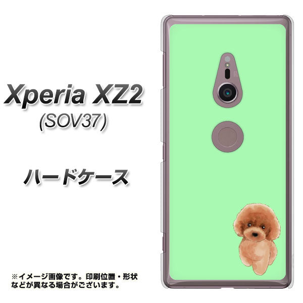 au エクスペリア XZ2 SOV37 高画質仕上げ 背面印刷 ハードケース【YJ052 トイプードルレッド( グリーン)】