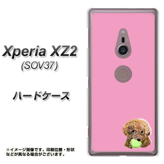 au エクスペリア XZ2 SOV37 高画質仕上げ 背面印刷 ハードケース【YJ053 トイプードル&ボール(ピンク)】