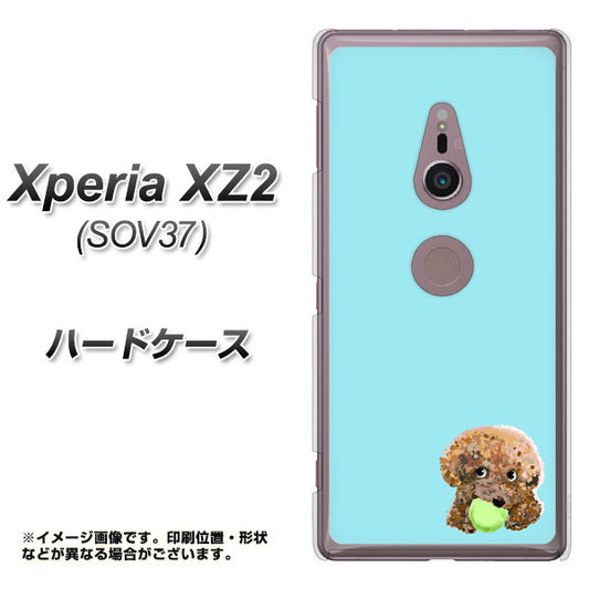 au エクスペリア XZ2 SOV37 高画質仕上げ 背面印刷 ハードケース【YJ054 トイプードル&ボール(ブルー)】