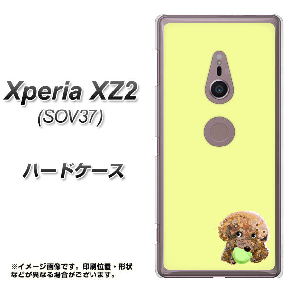 au エクスペリア XZ2 SOV37 高画質仕上げ 背面印刷 ハードケース【YJ056 トイプードル&ボール(イエロー)】