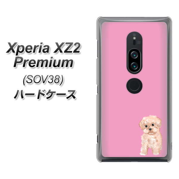 au エクスペリア XZ2 プレミアム SOV38 高画質仕上げ 背面印刷 ハードケース【YJ061 トイプードルアプリコット(ピンク)】